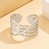 INS Style Geometric Intersecting Stainless Steel Ring for Women, 18K Gold Plated Titanium Steel Jewelry.