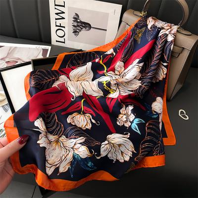 Luxury  Imitated Silk Square Scarf Women Neck Hair Tie Band Beach Hijab Kerchief Head Headbands Bandana Foulard Ribbon 70cm