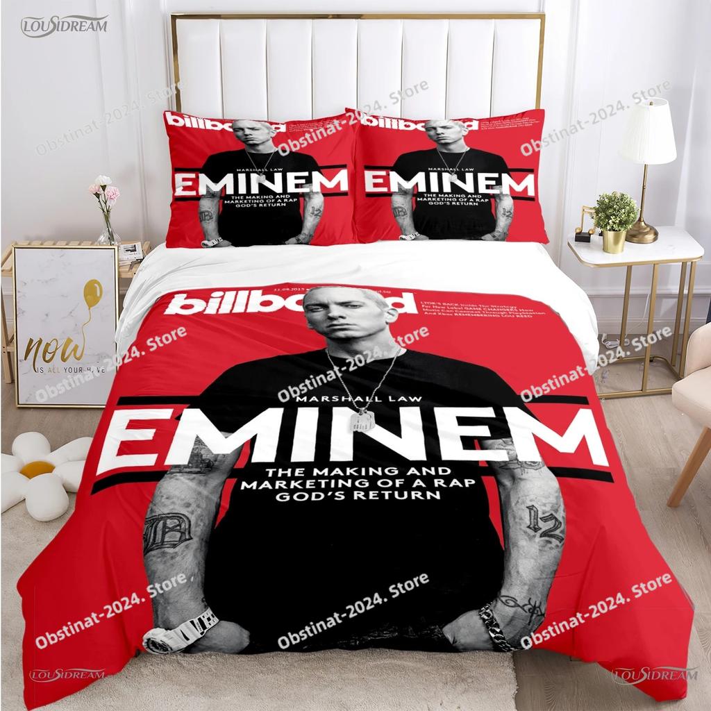 Eminem Hip-Hop-Sänger Ganzjahres-Bettdecke casal Bezüge Bettwäsche-Sets Weiche Steppdeckenbezüge und Kissenbezüge Teen SingleDoppelQueenKing