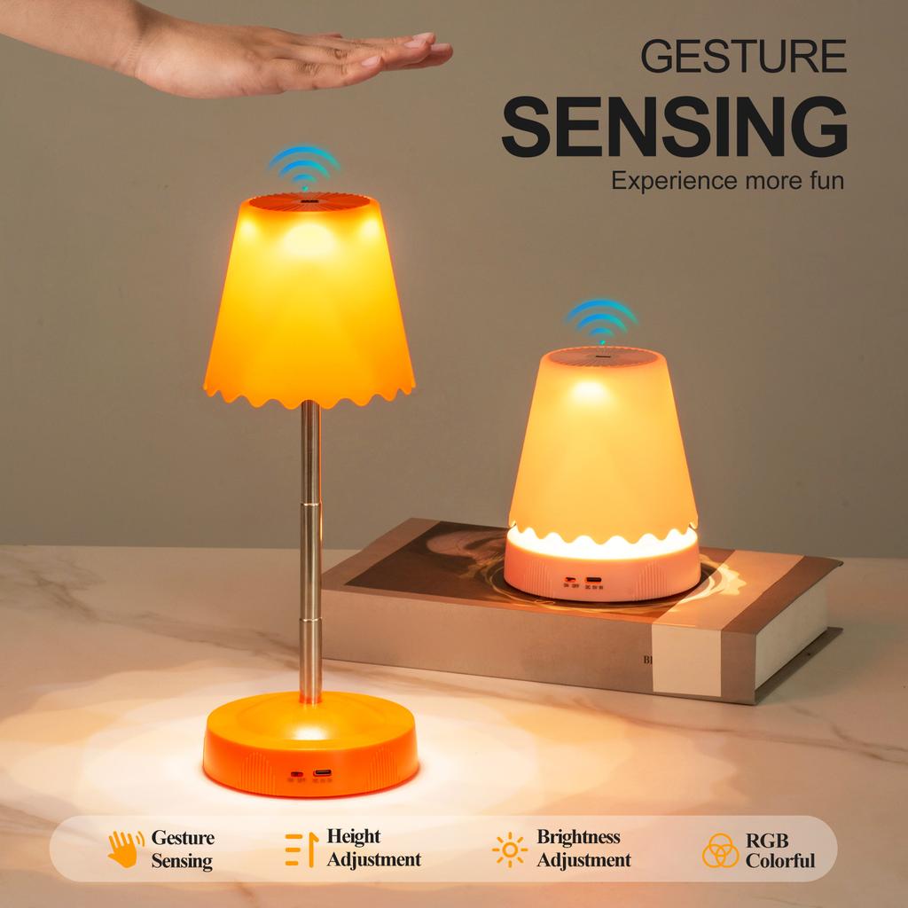 Rechargeable Desk Lamp Smart Cordless Adjustable Height Ambient Light Battery Powered Table Lamp for Bedroom Restaurant