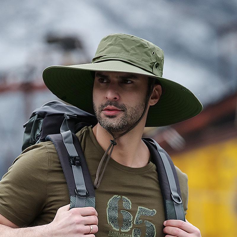 Viaggiatori Estivi All'aperto a piedi Cappello da Pescatore per Uomo Cappello a Tesa Larga Cappello Impermeabile Campeggio Uomo Taglia Larga Cappello a Secchiello Cappellino da Sole