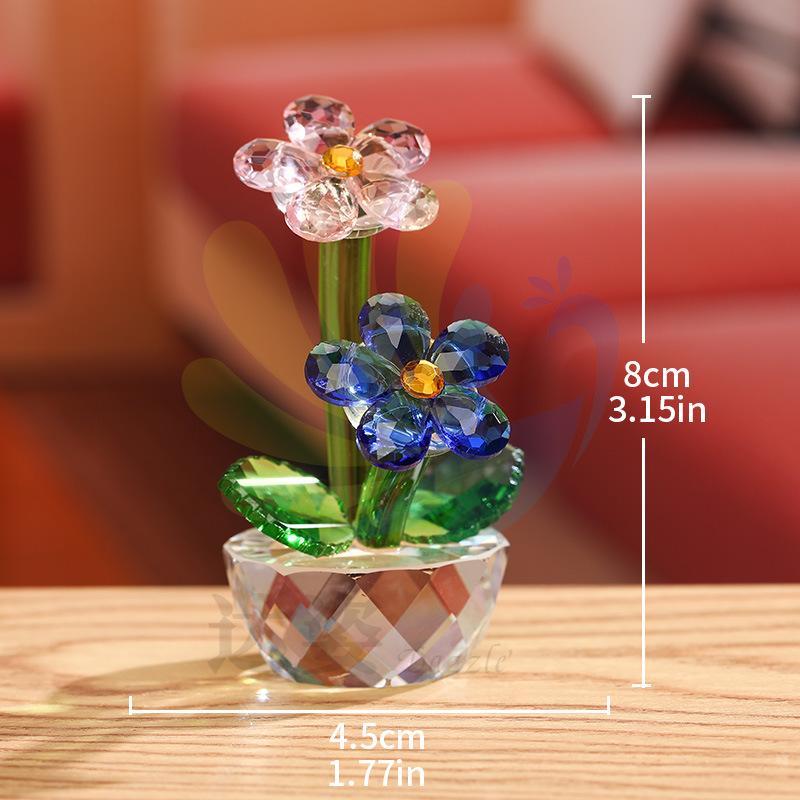 Crystal artificial flower home living room decoration ornament Nordic style lilac crystal handicraft