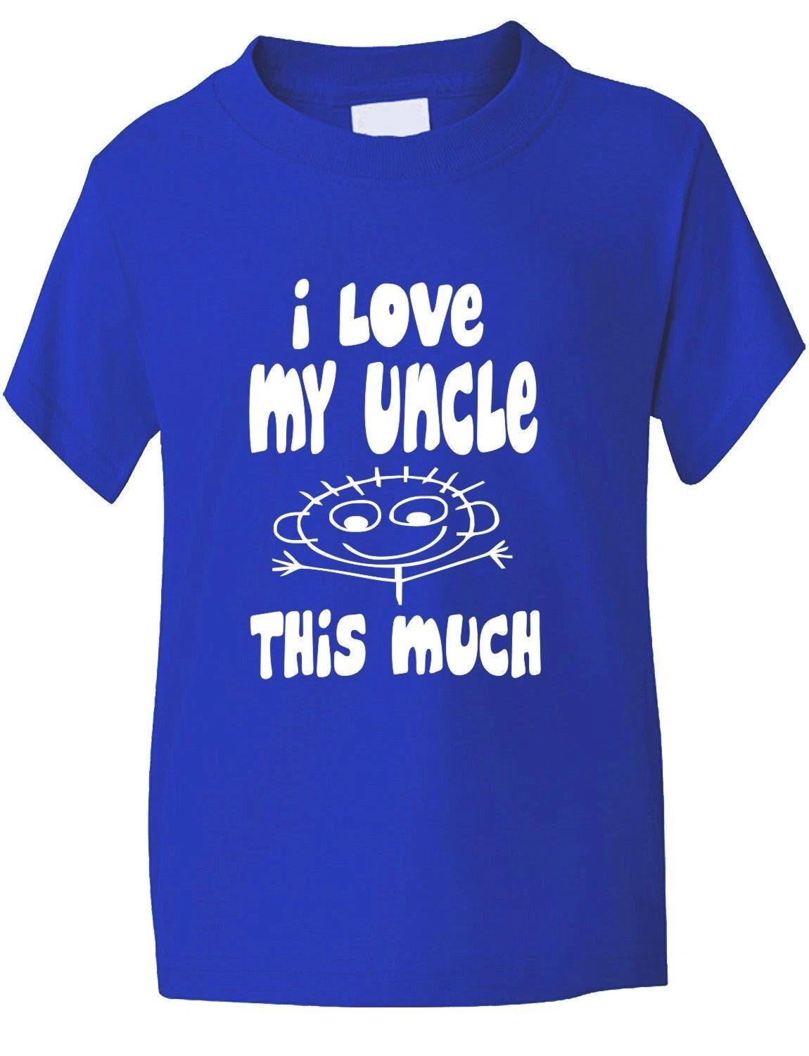 

I Love My Uncle This Much Funny Boys Girls T-Shirt Birthday Gift Age 1-13 4XL