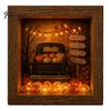 Handmade Halloween Room Decorations DIY Shadow Box Night Light Kit, 8.5 Inch Wooden Frame LED Craft Set with Fall Home Decor Projects Luminous Stones