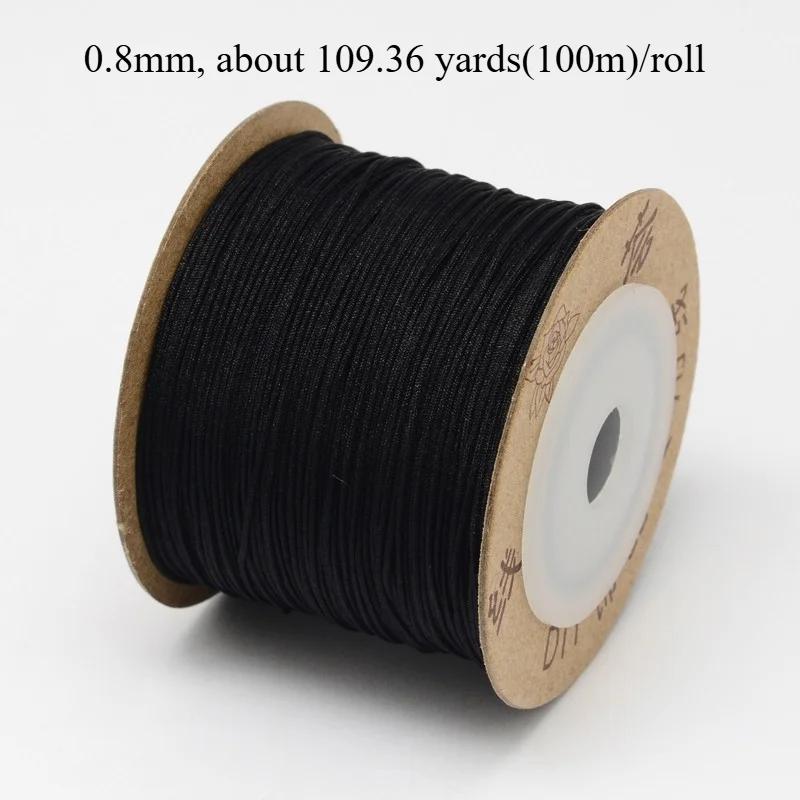 1Roll 100m/roll 0.8mm Nylon Thread Cord Bracelet String Chinese Knotting Cord Red Thread Beading Braided Ornament for DIY