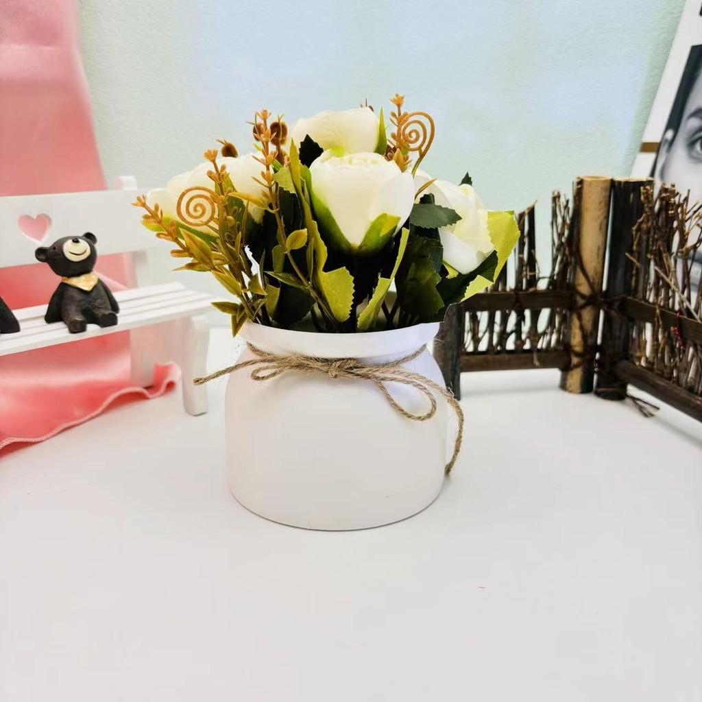 Camellia Flower Artificial Potted Plant For Home Decor And Wedding Arrangements