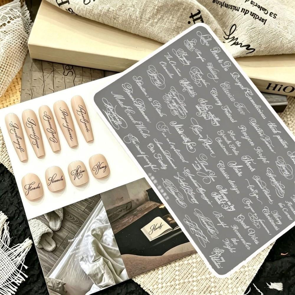HD Klare Nagelstempelplatten Englische Buchstabenmuster Französische Maniküre-Schablonen Maniküre-Werkzeuge