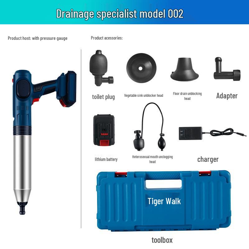 Stainless Steel High-Pressure Lithium Battery Toilet Unclogger