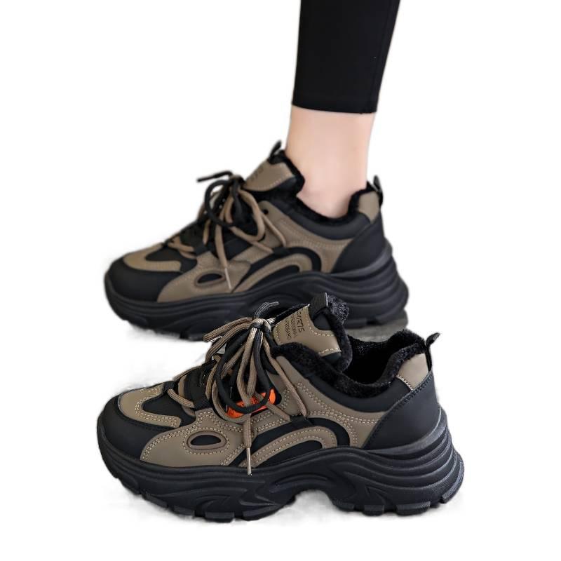 Cotton Shoes Winter Velvet Sports Shoes New Thermal Casual Shoes Platform Dad Shoes