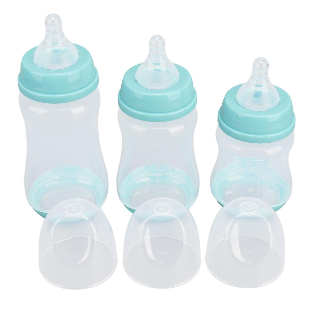 3Pcs Baby Bottle Set PP Silicone Soft Safe Anti Drop Newborn Feeding Bottle 180 240 300ml Green