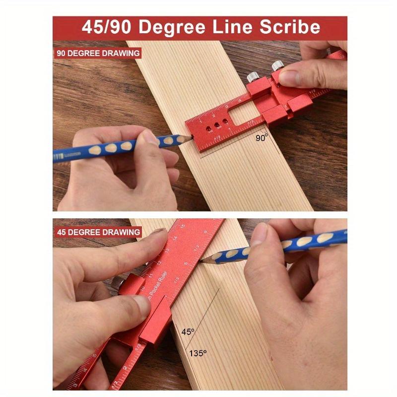 3pcs/set T-Ruler - Ergonomic Aluminum Pocket Square with Metric/Inch Measurements and Slide Stops Precision Woodworking