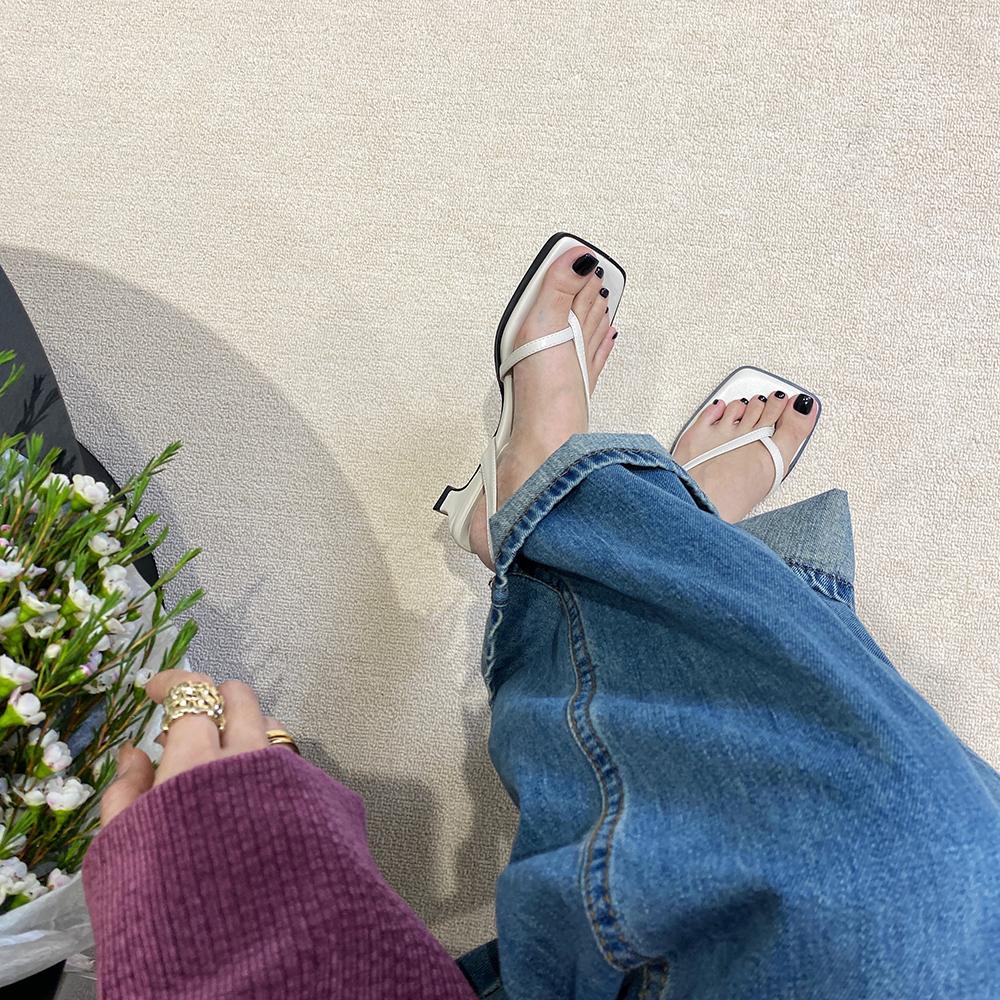 fashion Fashion Women Sandals Clip Toe Party Dress Shoes Woman White Brown Black Summer Ankle Strap Elegant Fashion Low Heels Sandals 40