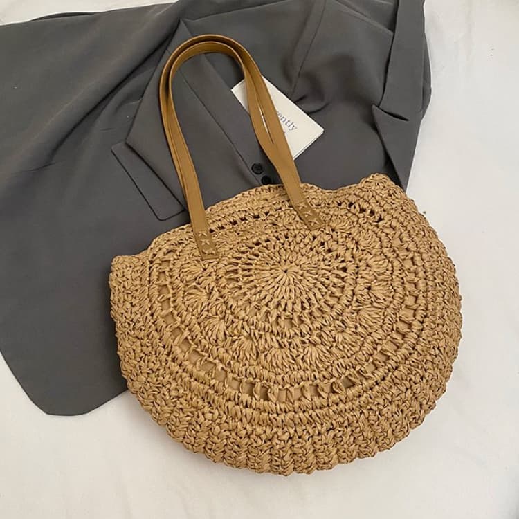Round Straw Bag Women's Shoulder Beach Bag