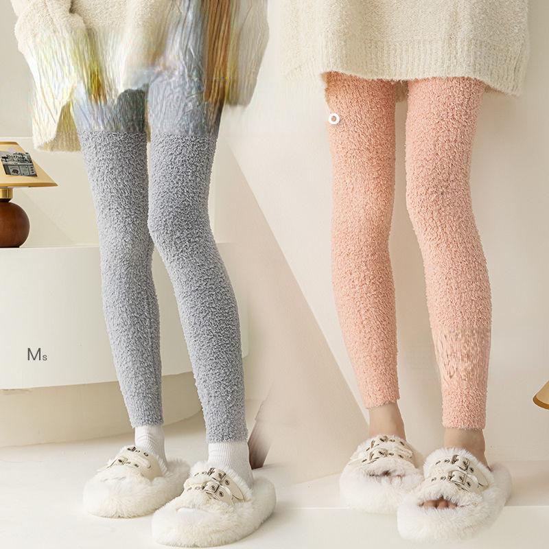 Coral Fleece Sleep Bottoms Women Winter Thicken Warm Skinny Casual Plus Velvet Sleepwear Ankle-length Trousers Simple Cozy Daily