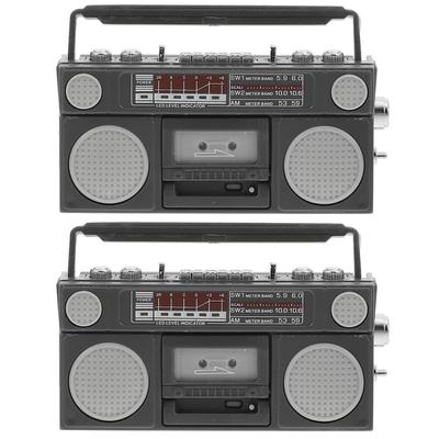Sosoport Rinkinys iš 2 miniatiūrinių retro radijo modelių, plastikinės figūrėlės, mini namų dekoracijos, 5,50 x 2,80 x 1,50 cm, vaikų žaislai