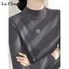 La Chapelle Women's Casual Solid Color Polo Collar Knit Pullover