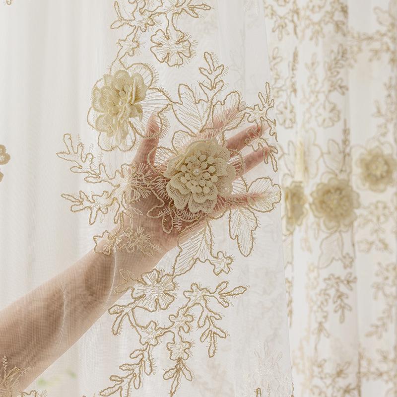 

Новая пряжа с кружевной рельефной вышивкой, высококачественная атмосферная французская прозрачная балконная тюлевая пряжа, для гостиной, спальни, эркерного окна 350*270CM