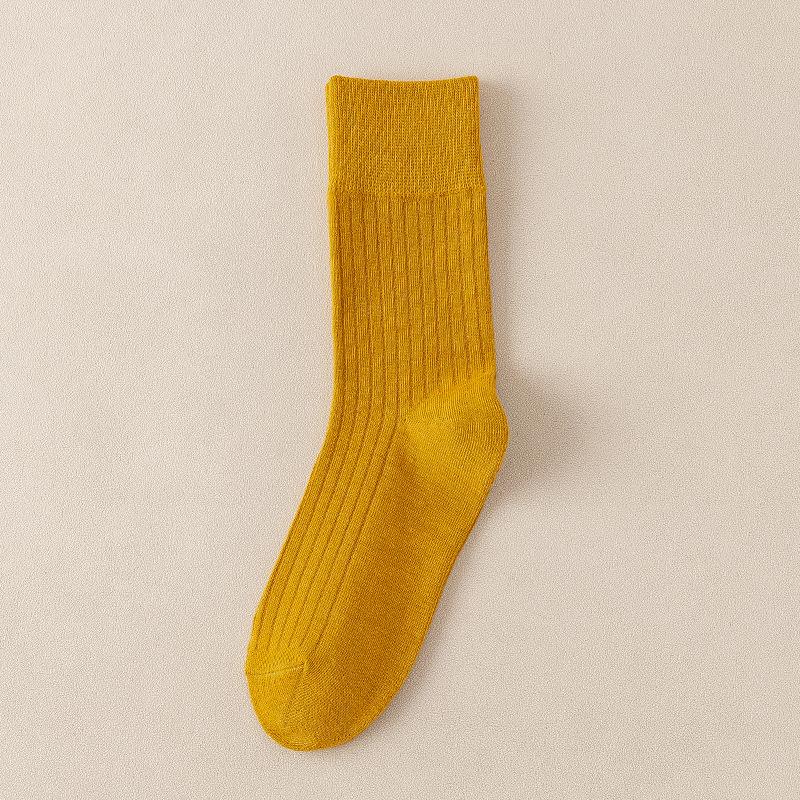 Female Spring and Autumn Tide Retro Pure Color All Go Together To Smoke In The Tube Cotton Socks