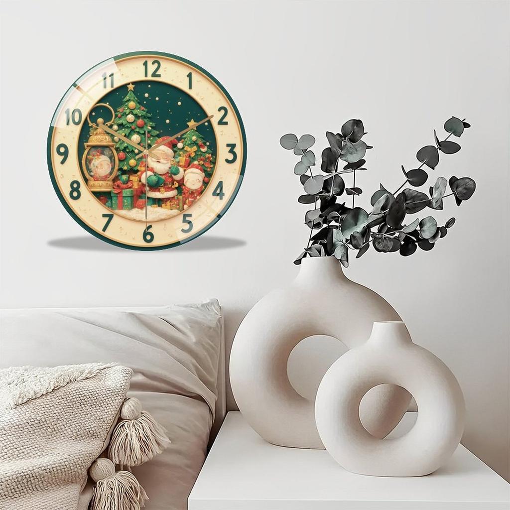 Customized Round Glass Wall Clock 30cm Diameter Personalized Logo Modern Minimalist Home Office
