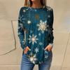 Tee Shirts For Women Casual Round Neck Long Sleeve Shirts Christmas Printing Top Pullover