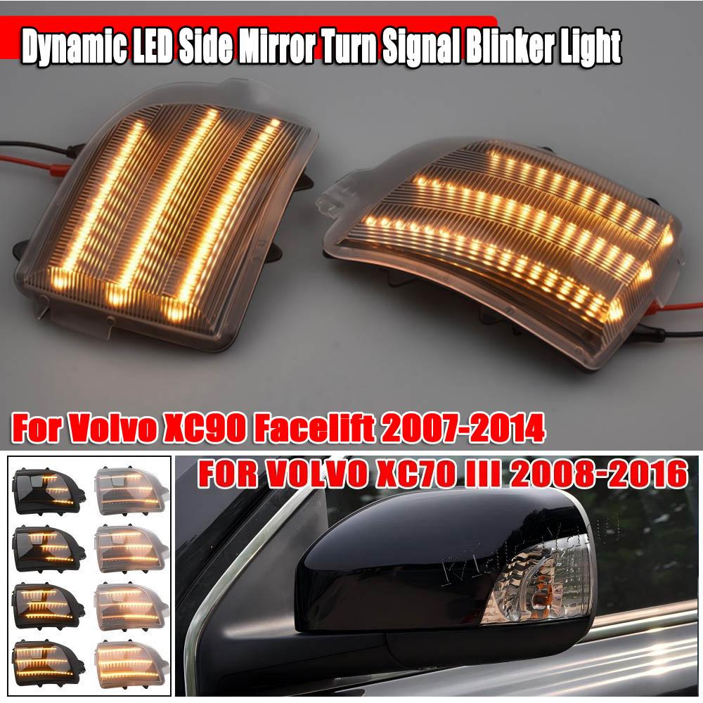 2pcs LED Side Rearview Mirror Indicator Blinker Repeater Dynamic Turn Signal Light For Volvo XC70 III 2008-2016 XC90 Facelift 20