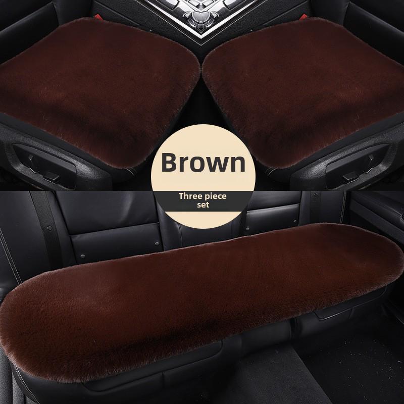 Universal Plush Winter Car Seat Cushion Set - Thick, Warm, Three-Piece, 1200g