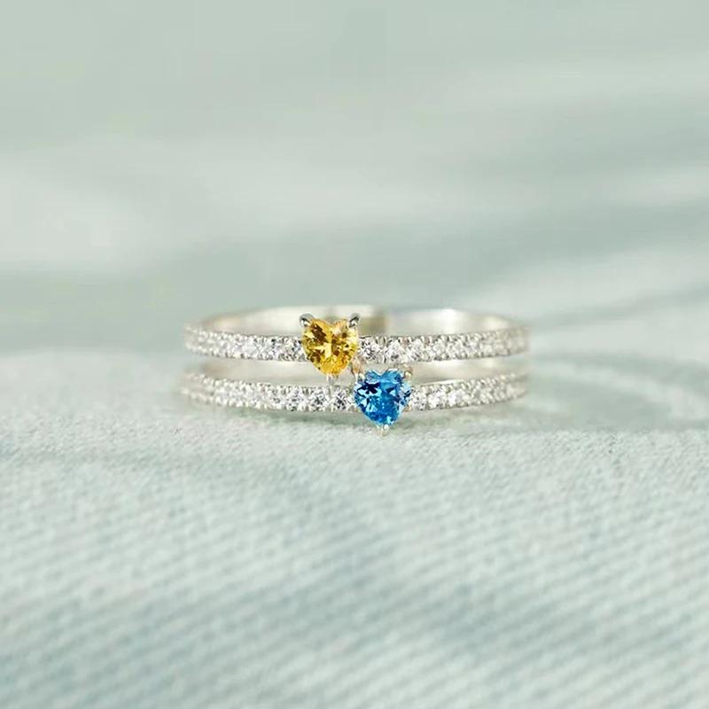 Huitan Dainty Lovely Heart Cubic Zirconia Rings for Women Simple Stylish Shiny Finger Accessories Modern Chic Party Zircon Hot
