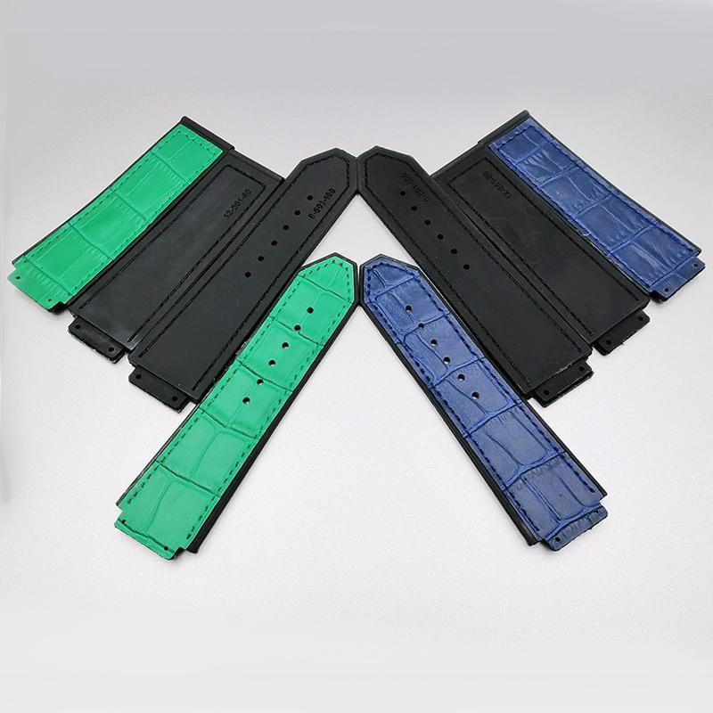 Genuine leather Watch Strap For HUBLOT Big Bang Series Bottom silicone Watch Bracelet 25mm-19mm Men's Accessories
