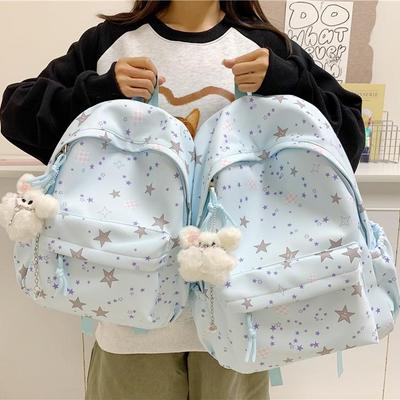 Mochila Feminina Estrela de Grande Capacidade - Leve, Fofa e Simples para Estudantes do Ensino Fundamental ao Ensino Médio