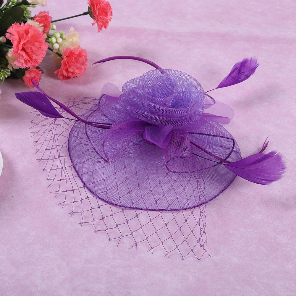 Ladies Gauze Hat Bridal Wedding Birdcage Fascinator Hair Accessory (Red)