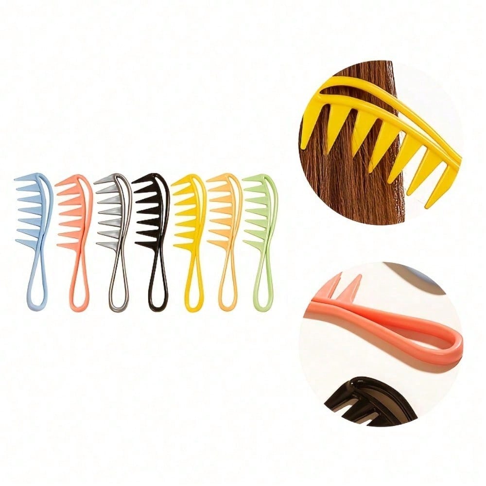 1pcs Large Toothed Hollow Oil Comb, Three-Dimensional Handle Anti Slip Hair Styling And Combing Tool