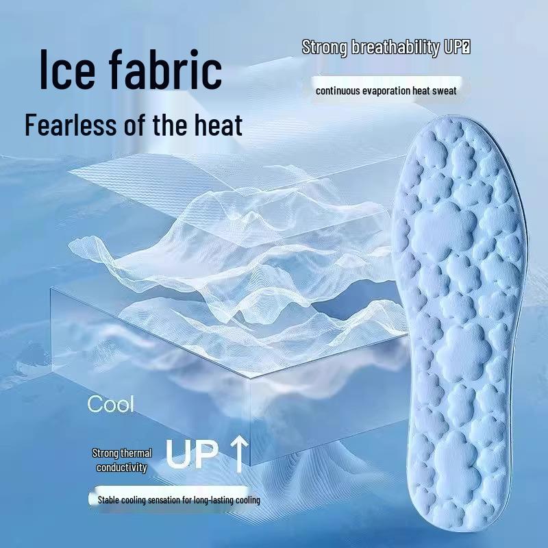 Breathable Ice-Touch Insoles: Sweat-Absorbent, Odor-Resistant for Women & Men