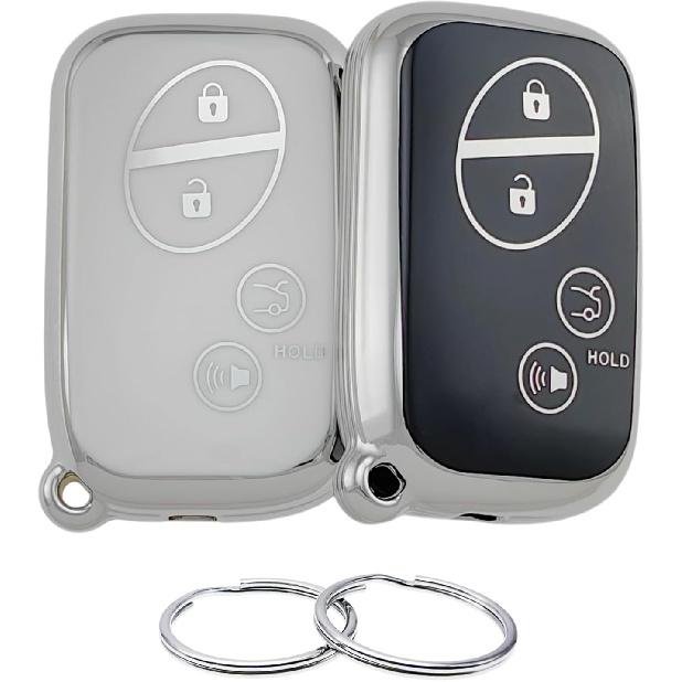 TPU Key Fob Cover Compatible with 2005-2017 Lexus CT200h ES350 GS300 GS350 GS430 GS450h GS460 Is F IS250 IS350 LS460 LS600h LX570 RX350 (Black/White)