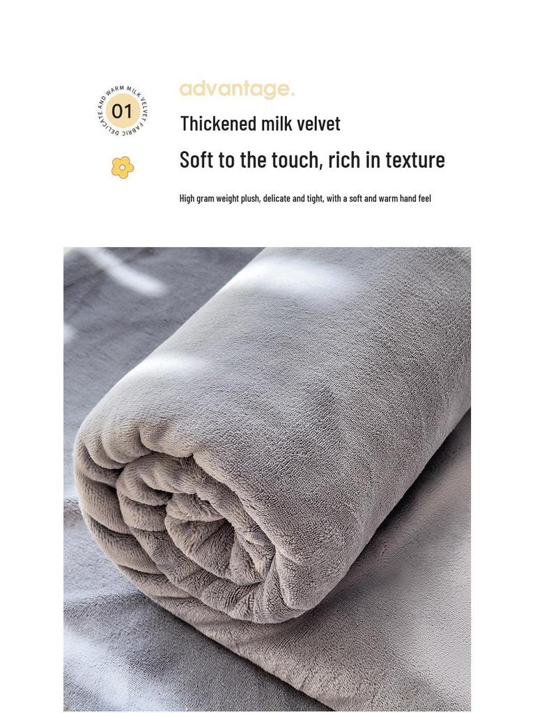 Cozy Flannel Velvet Bed Sheet - Thick, Soft, Solid Color for Autumn/Winter