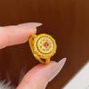 24k Gold Zircon Open Ring: Elegant High-End Court-Style Finger Jewelry