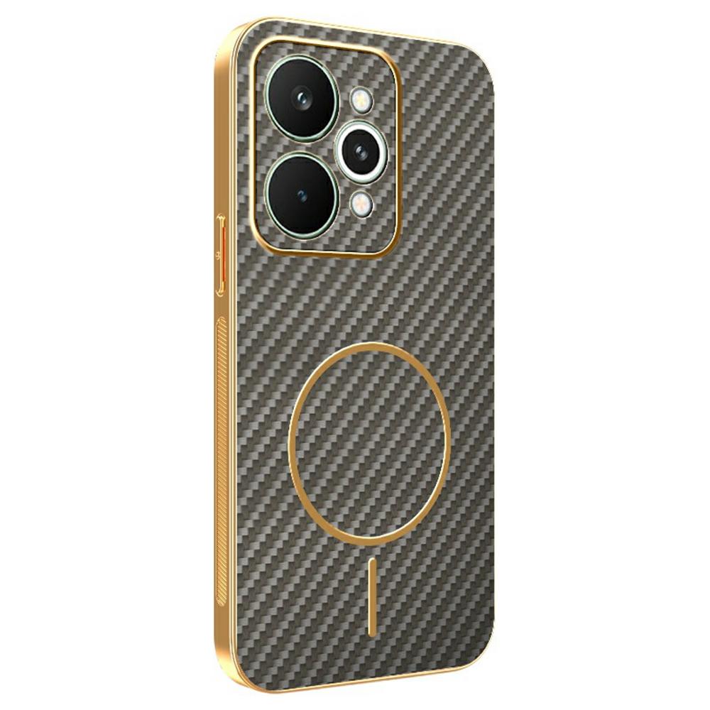 For Realme 15 5G Phone Case Carbon Fiber Textured Electroplated TPU Back Cover