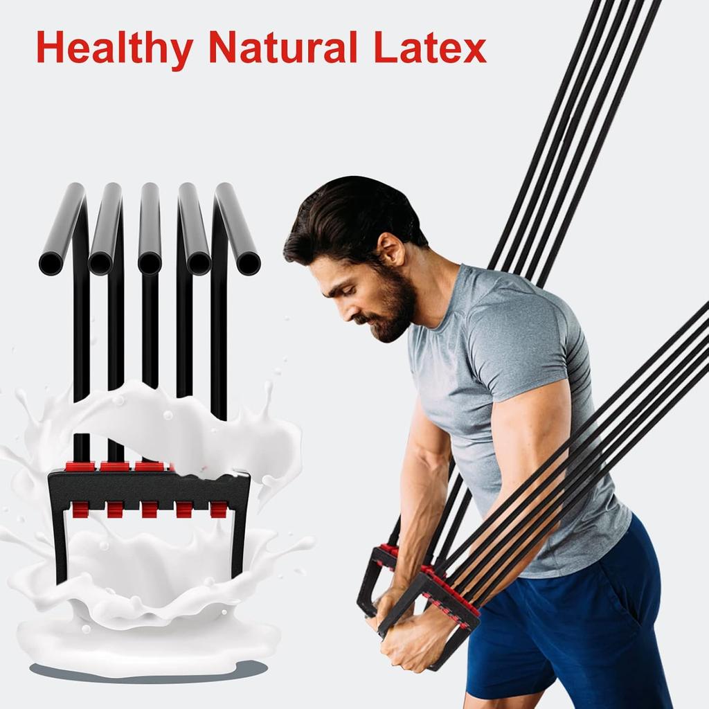 Chest Expander for Chest Arm Legs Shoulder Back Muscles Training, Chest Exerciser for Men with 5 Removable Ropes, Fitness Training Set for Pilates