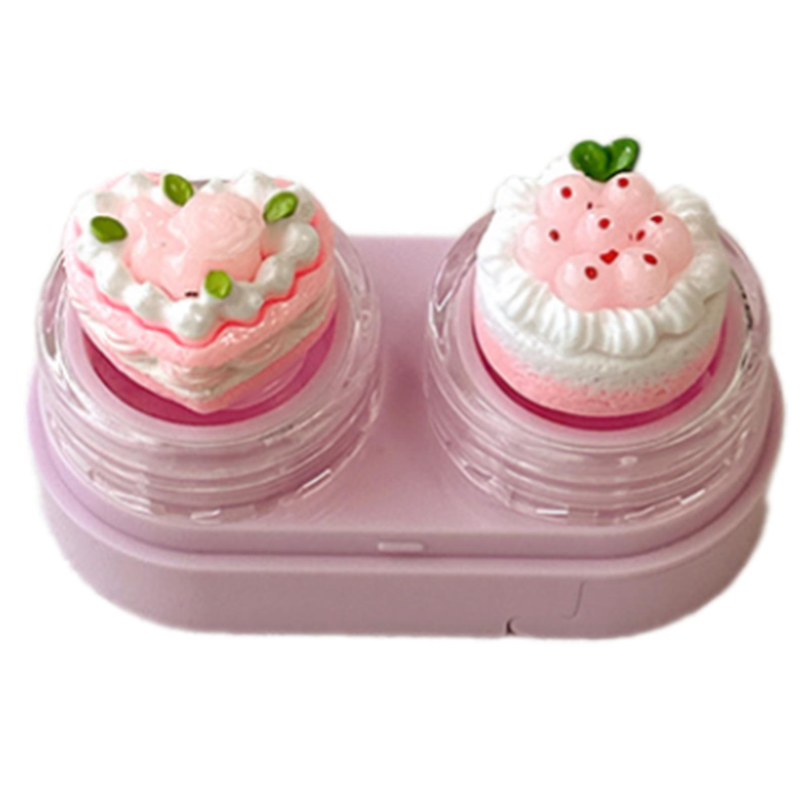 

Cupcake Lid Contact Lenses Box With Drawer Designs And Wearing Tool Kits Contacts Lens Case For Safe Lens Management рожевий