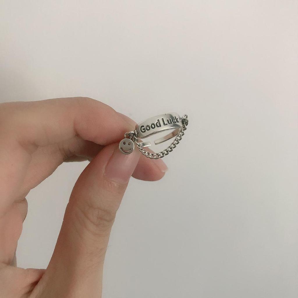 Korean Style Tassel Letter Adjustable Women's Ring - Retro Fashion Hip Hop