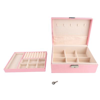Pudełko do przechowywania biżuterii Dwuwarstwowe Odpinana przegródka PU Etui ekspozycyjne na biżuterię na naszyjniki pierścionki