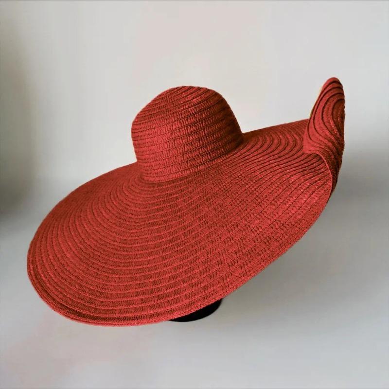 Oversized Brim Straw Hat Women's Foldable Vacation Beach Hat 70 Large Brim Sun Hat