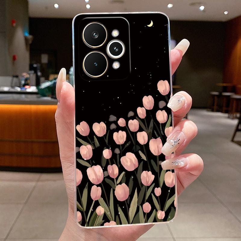 For Realme 15 Pro 15T 5G Elegant Flower Butterfly Bow Phone Funda Cover RMX5106 RMX5101 Soft Silicone Transparent TPU Jelly Case