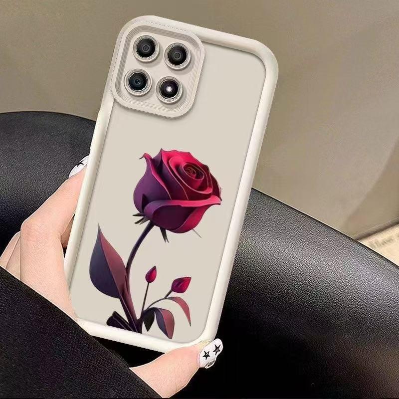 Red Rose Aesthetic Apple iPhone Case for iPhone 17, 16 Pro Max, 15 Pro, 14, and 13 - European and American Design