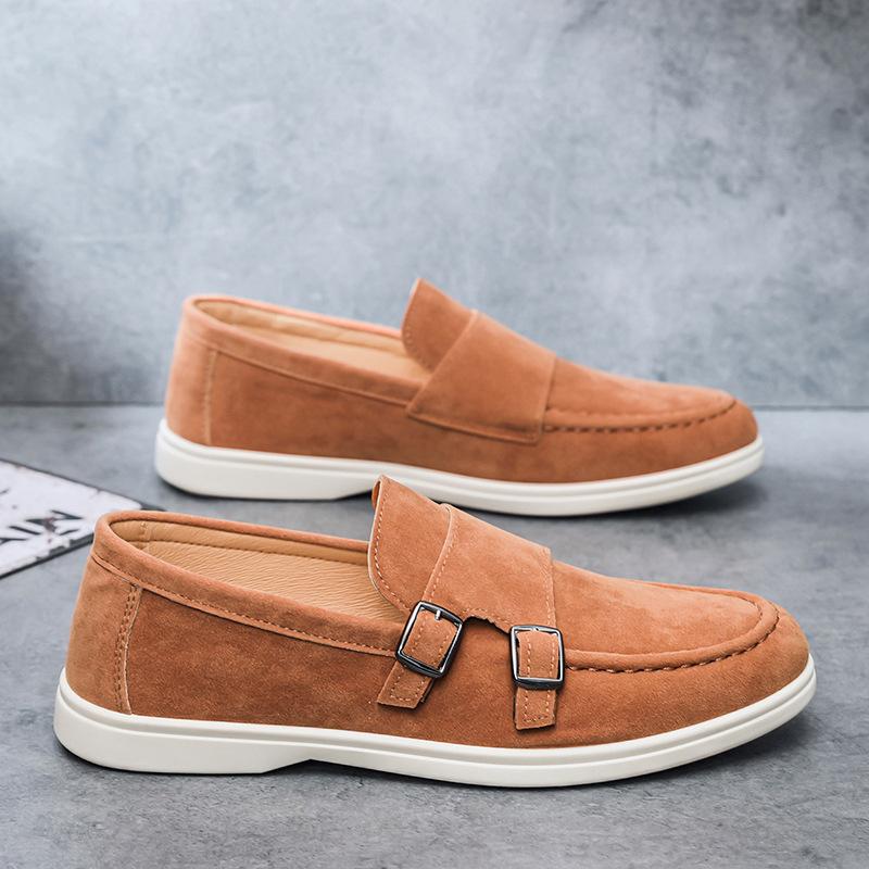 Men's Casual Shoes Suede Loafers Fashion Slip on Leather Shoes Soft Solid Dress Shoes Wedding Flats Business Men Shoe