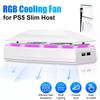 Konsolenlüfter mit Staubschutz Abdeckung Bunte LED-Beleuchtung 2 USB-Anschlüsse Oberer RGB-Lüfter 3 Geschwindigkeitskühler für PS5 Slim Konsole