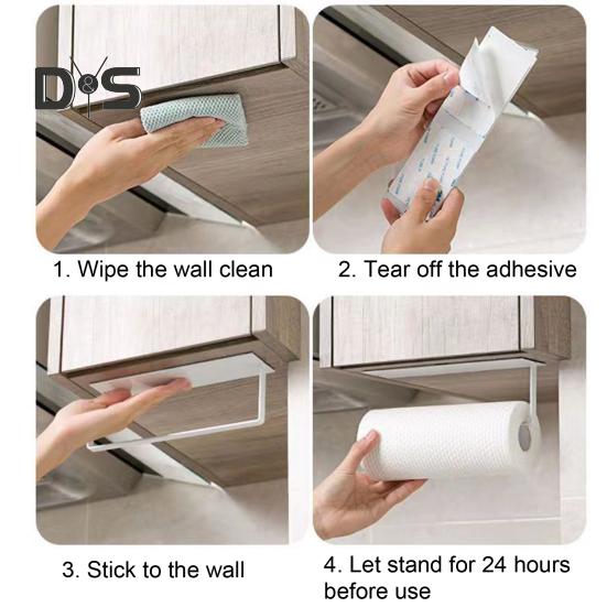 Metal Roll Paper Holder Heavy Duty Self-adhesive Waterproof Bathroom Kitchen Wall Mount Toilet Paper Towel Tissue Dispenser Storage Rack