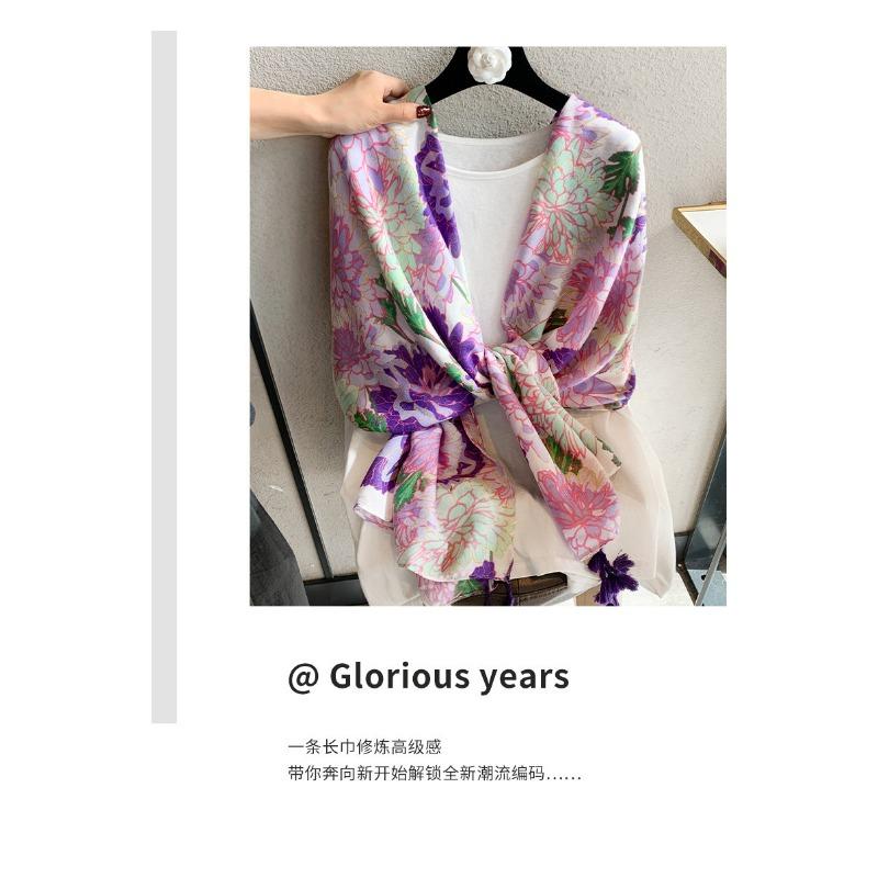 Women S Floral Printed Scarf For Spring Summer Travel Sun Protection Versatile Shawl