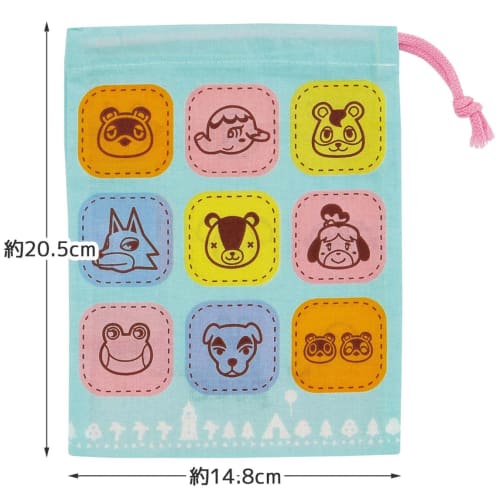 Skater Kids' Cup Bag, 21 x 15 cm, Animal Crossing: New Horizons, Made in Japan, KB62-A