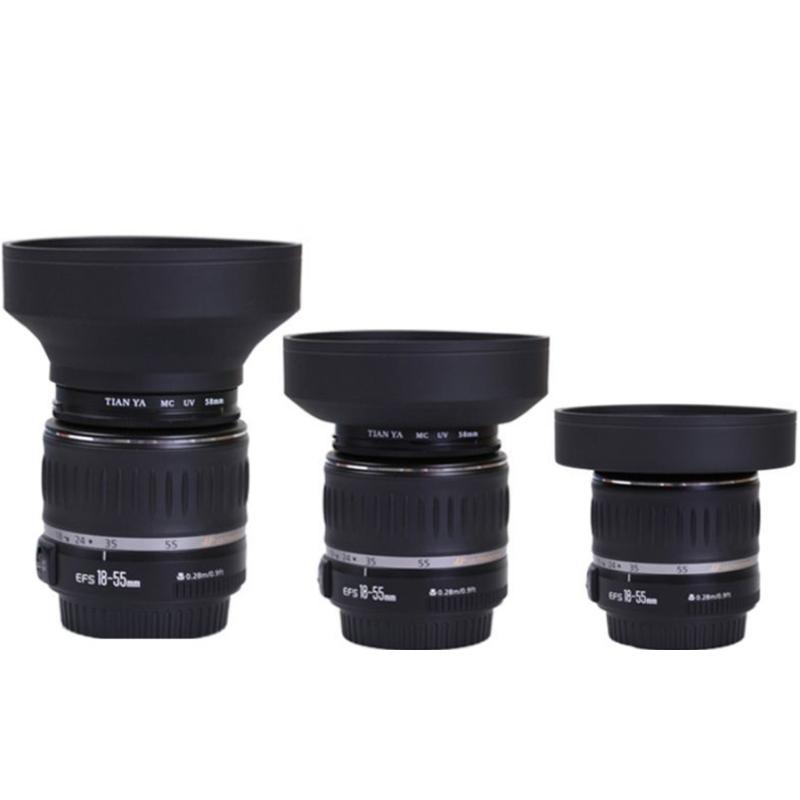 49mm Rubber Camera Lens Hood Set/2pcs Collapsible Designs Reduce Glare and Flares Improve Photography and Video