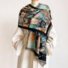 Forest Animal-Themed Faux Cashmere Scarf – Colorful Cartoon Animal Jacquard Neck Warmer/Shawl